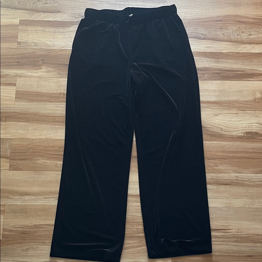 Elegant Black Wide Leg Velvet Pants